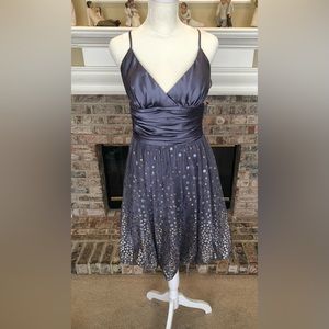 Morgan & Co. Gray Satin Top Balloon Skirt Glitter Dress Size 9/10 Juniors